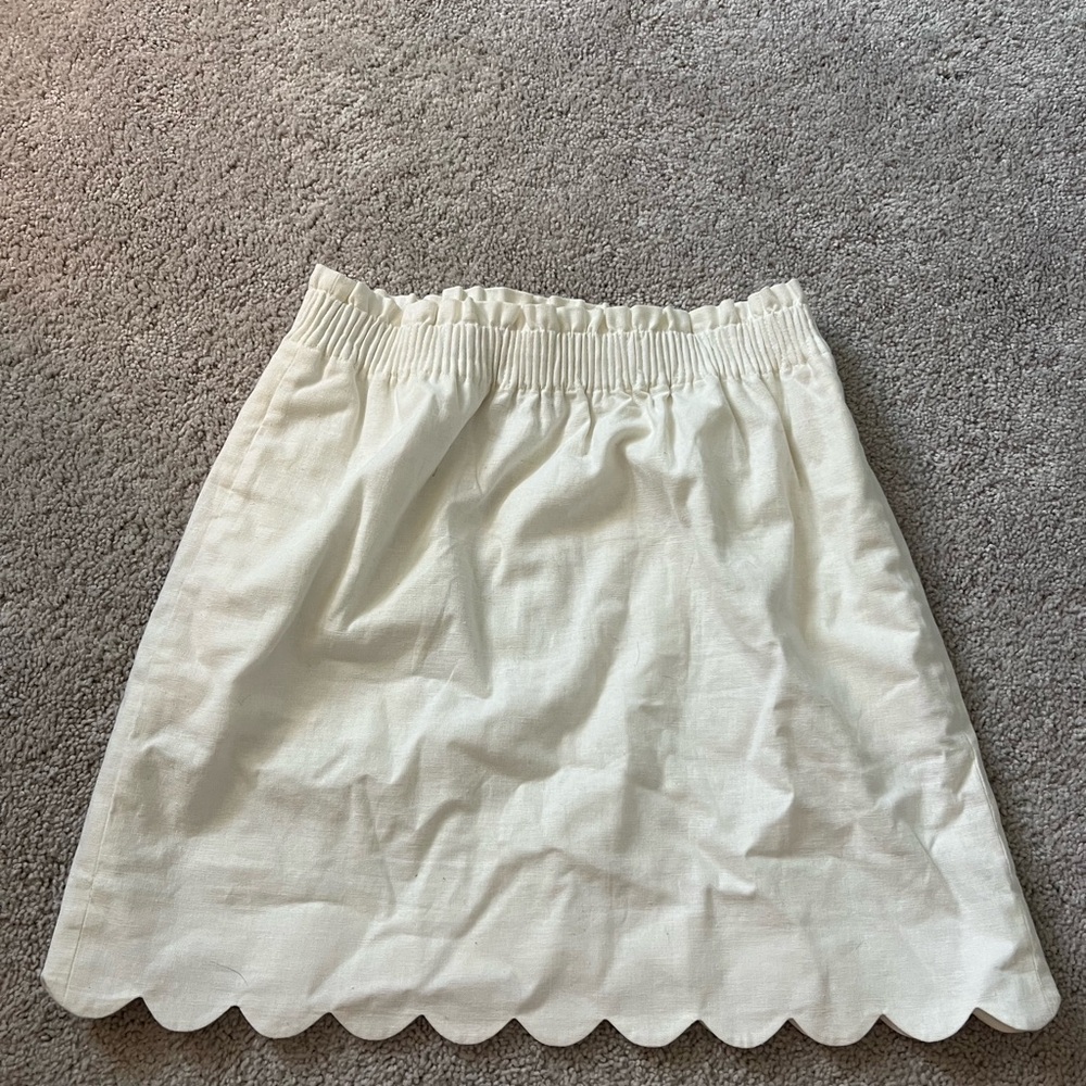 J. Crew Factory Cream Scalloped Mini Skirt